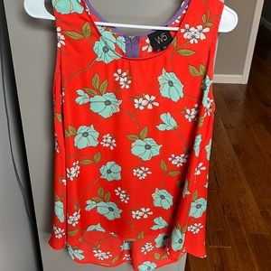 W5 Women’s orange high/low top with teal flowers - size Med